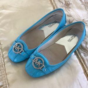 EUC Michael Kors Teal Blue Slide Loafers sz 9.5